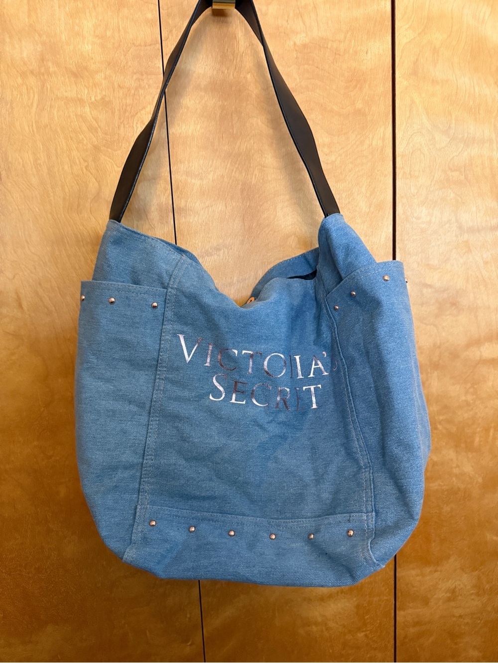 Victorias Secret Rose Gold Denim Tote